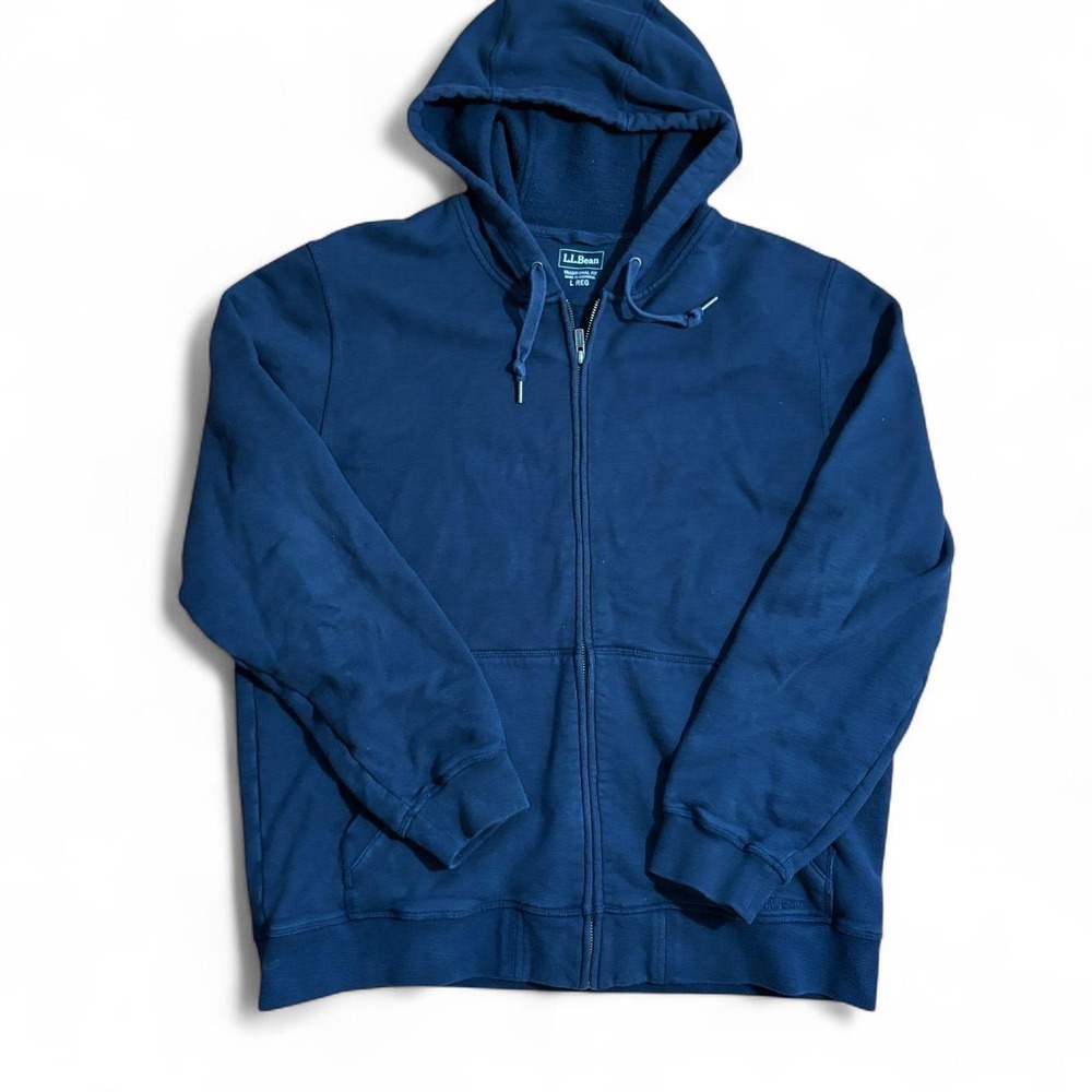 L.L.Bean Mens Traditional Fit Full Zip Hoodie Navy Blue Large Regular